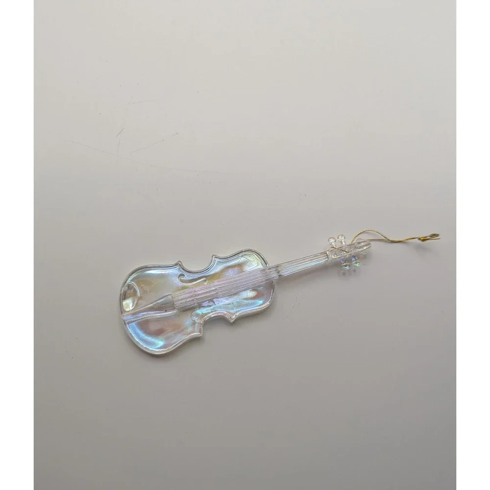 Vintage Iridescent Acrylic Violin‎ Ornament Christmas Tree Decor 4.5